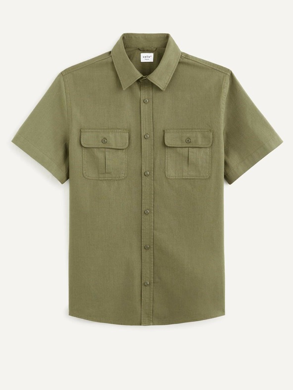 Celio Khaki színű férfi ing zsebekkel Celio