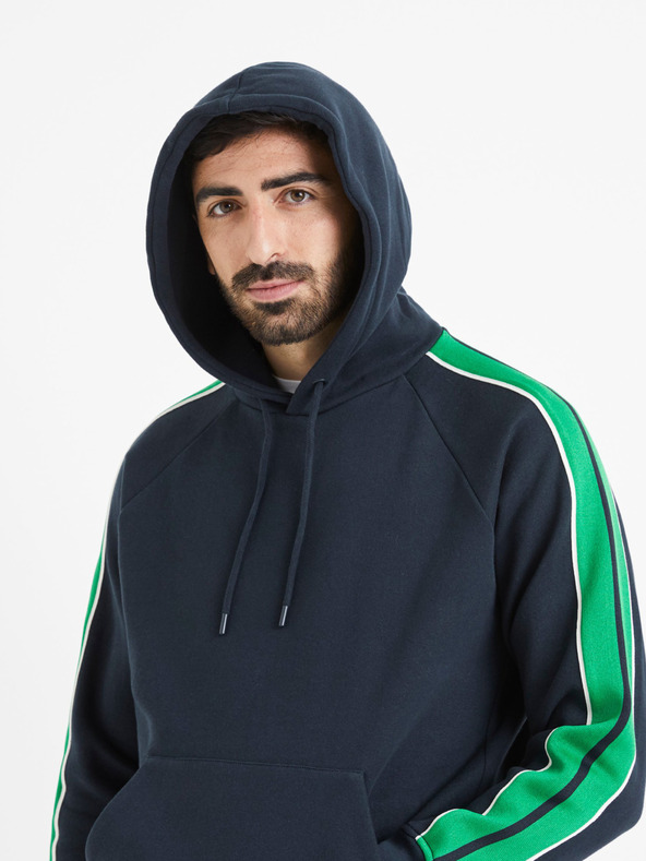 Celio Sötétkék férfi kapucnis pulóver Celio Vebandit