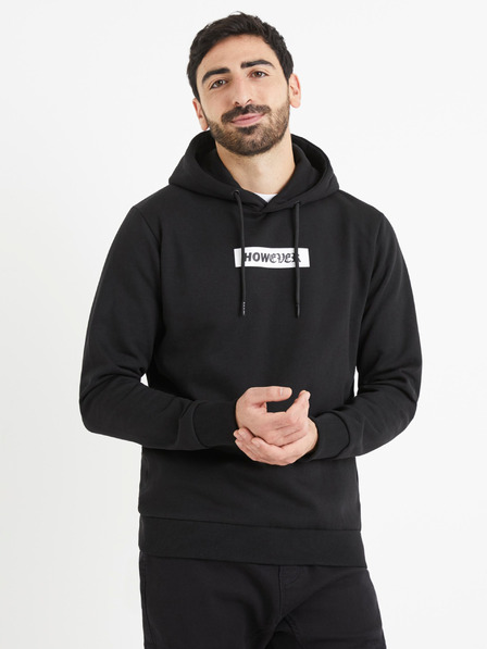 Celio Fekete férfi kapucnis pulóver Celio Vetype