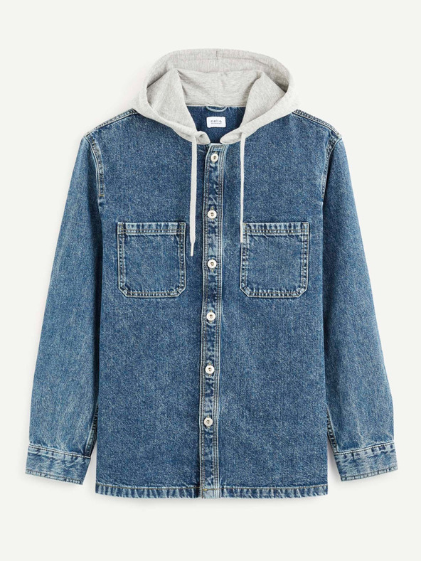 Celio Kék farmer póló kapucnival Celio Caoris