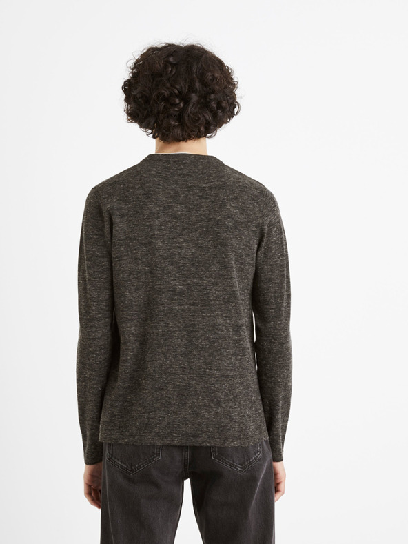 Celio Sötétszürke férfi brindle gombos pulóver Celio Cechilll