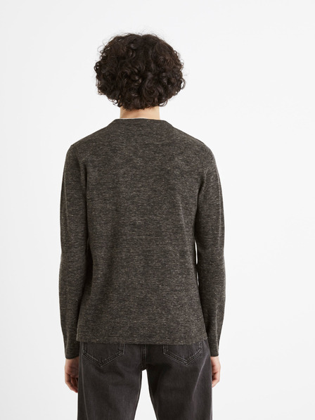 Celio Sötétszürke férfi brindle gombos pulóver Celio Cechilll