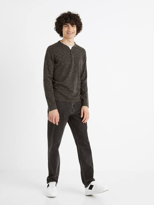 Celio Sötétszürke férfi brindle gombos pulóver Celio Cechilll