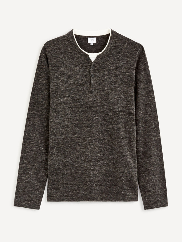 Celio Sötétszürke férfi brindle gombos pulóver Celio Cechilll