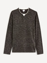 Celio Sötétszürke férfi brindle gombos pulóver Celio Cechilll