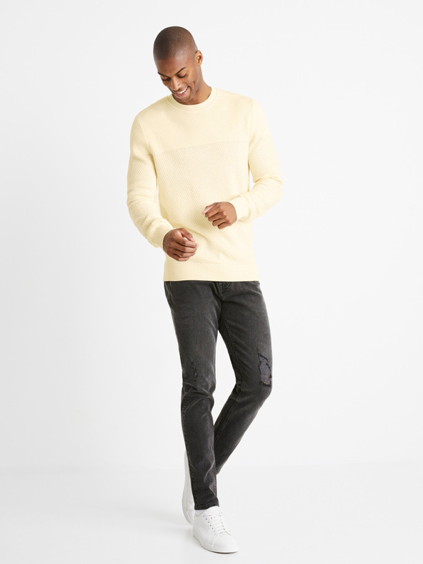 Celio Krémszínű férfi Celio Cebbublo pulóver