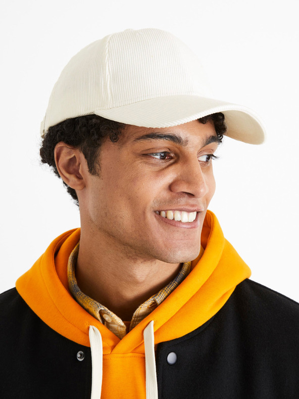 Celio Fehér uniszex kordbársony sapka Celio Cicapcord