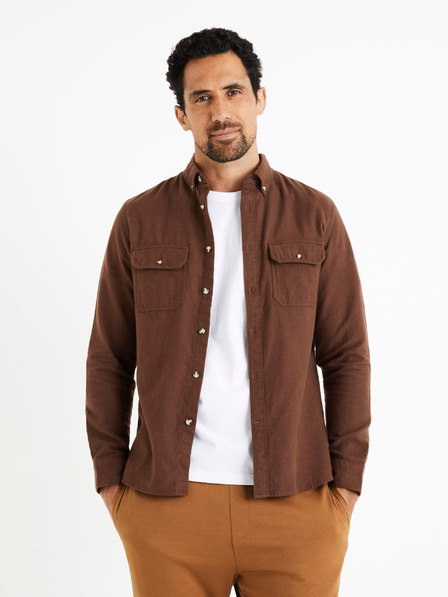 Celio Barna férfi flanel ing Celio Caoflacko