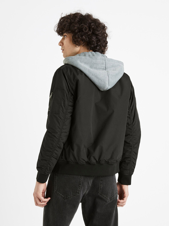 Celio Fekete férfi kapucnis bomber Celio Cujameshoo