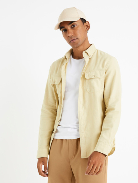 Celio Bézs férfi flanel ing Celio Caoflacko