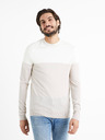Celio Férfi fehér és bézs színű merinó gyapjú keverék pulóver Celio Cemeribloc