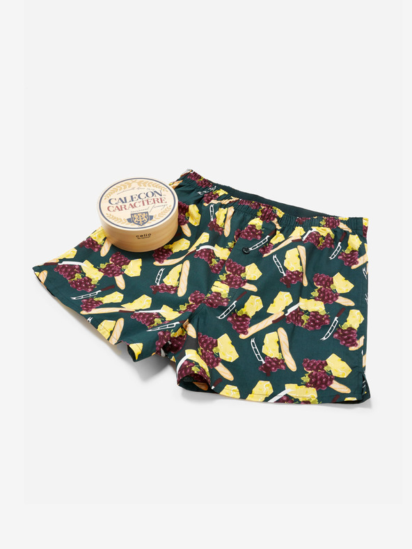 Celio Sötétzöld férfi mintás rövidnadrág Celio ajándékcsomagban