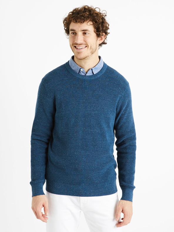 Celio Petrol férfi alap pulóver Celio Degrain