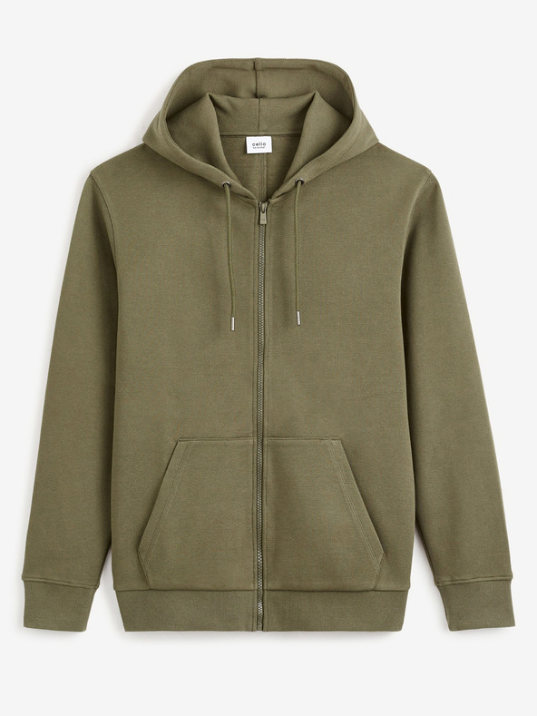 Celio Khaki színű férfi kapucnis Celio Fepiquet kapucnis pulóver
