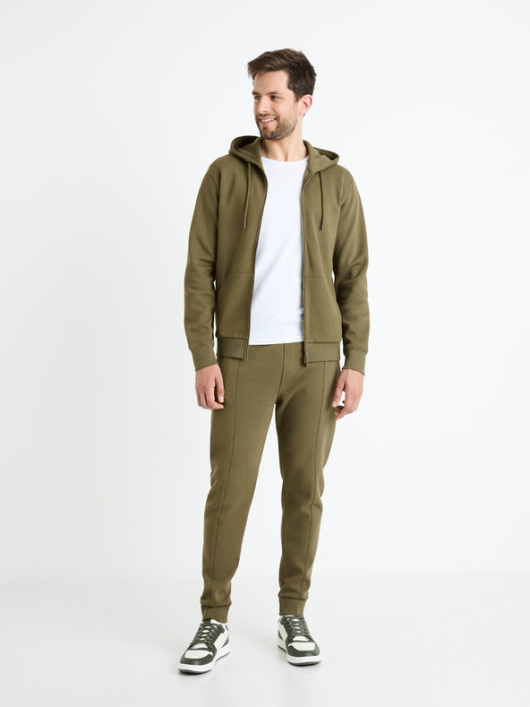 Celio Khaki színű férfi kapucnis Celio Fepiquet kapucnis pulóver