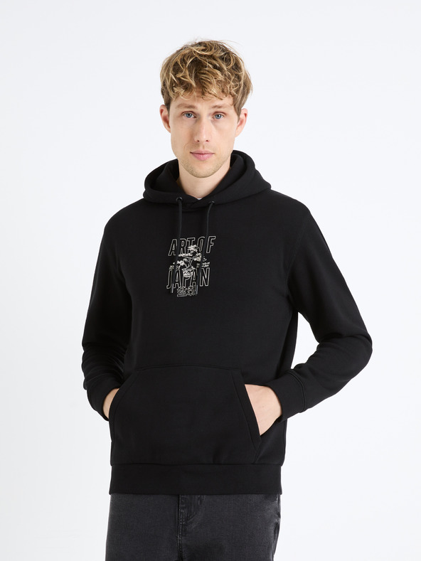 Celio Fekete férfi kapucnis pulóver Celio Fejabowl