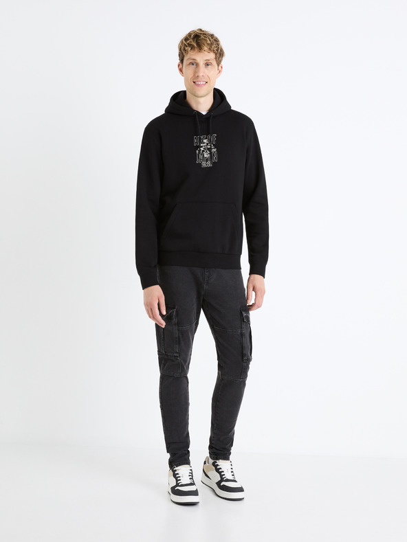Celio Fekete férfi kapucnis pulóver Celio Fejabowl