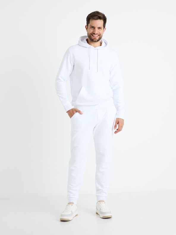Celio Fehér férfi kapucnis pulóver Celio Fesix