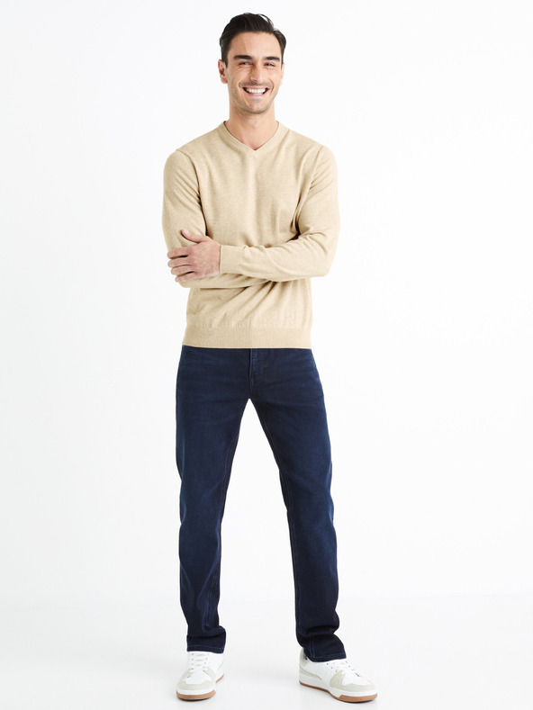 Celio Bézs színű férfi alap pulóver Celio Decotonv