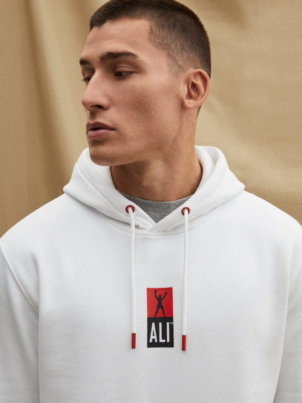 Celio Fehér férfi kapucnis pulóver Celio Muhammad Ali