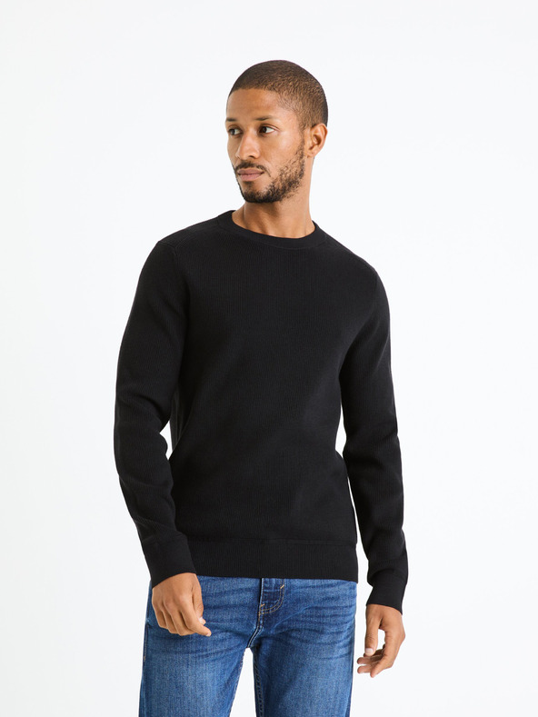 Celio Fekete férfi alap pulóver Celio Femoon
