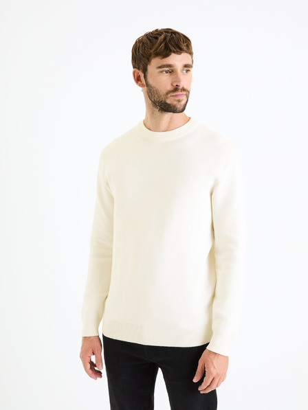 Celio Krémszínű férfi alap pulóver Celio Beclo