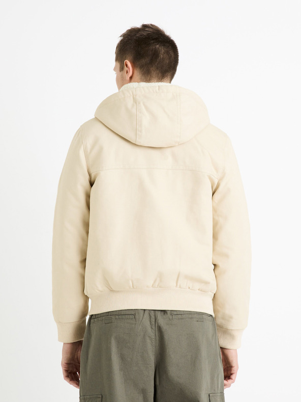 Celio Celio Fuhoodie krémszínű férfi műszőrme dzseki Celio Fuhoodie