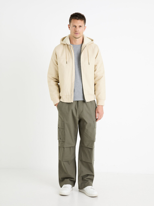 Celio Celio Fuhoodie krémszínű férfi műszőrme dzseki Celio Fuhoodie