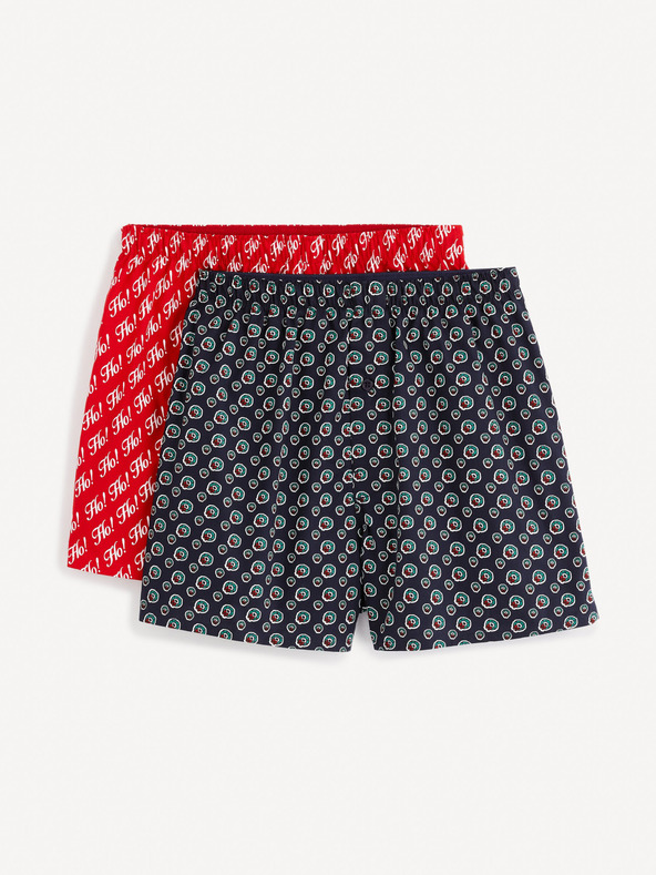 Celio Két színes férfi karácsonyi rövidnadrág szett Celio ajándékcsomagban
