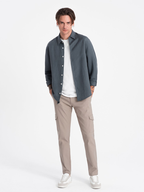 Ombre Clothing Bézs színű férfi cargo nadrág Ombre ruházat