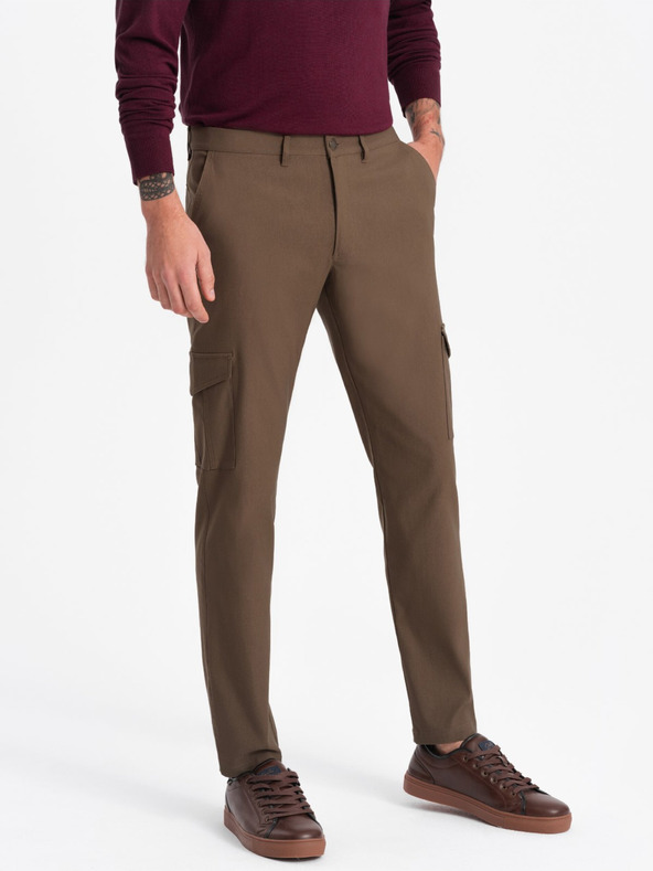 Ombre Clothing Khaki férfi cargo nadrág Ombre ruházat