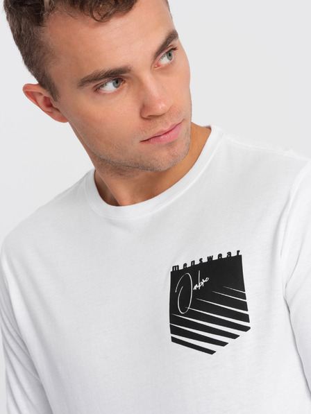 Ombre Clothing Fehér férfi nyomtatott póló Ombre Clothing