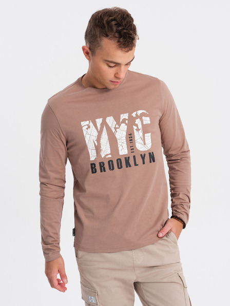 Ombre Clothing Barna férfi póló Ombre Ruházat