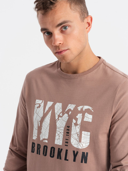 Ombre Clothing Barna férfi póló Ombre Ruházat