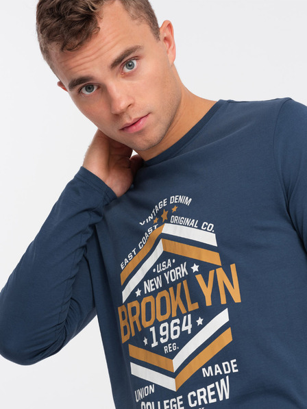 Ombre Clothing Sötétkék férfi póló Ombre Ruházat