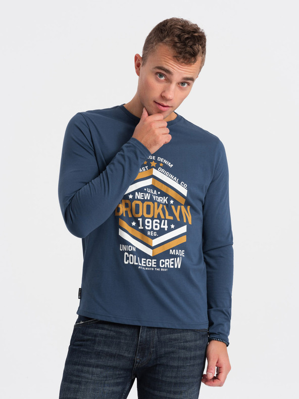 Ombre Clothing Sötétkék férfi póló Ombre Ruházat