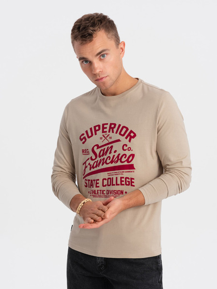 Ombre Clothing Bézs férfi póló Ombre Ruházat