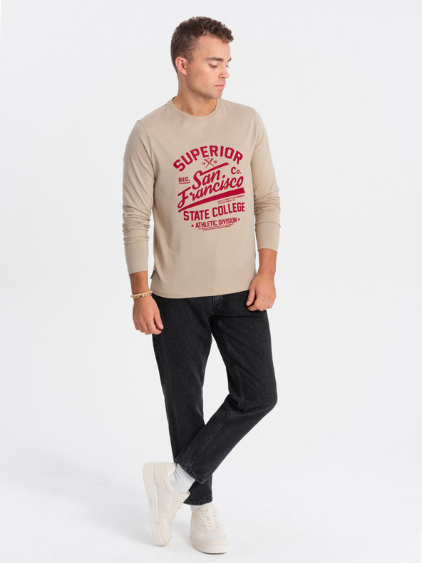 Ombre Clothing Bézs férfi póló Ombre Ruházat