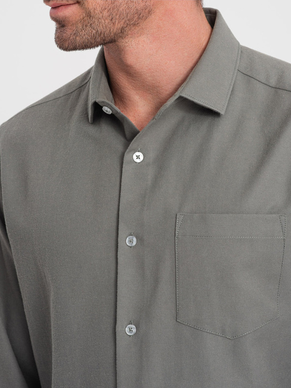 Ombre Clothing Khaki színű férfi ing Ombre Clothing