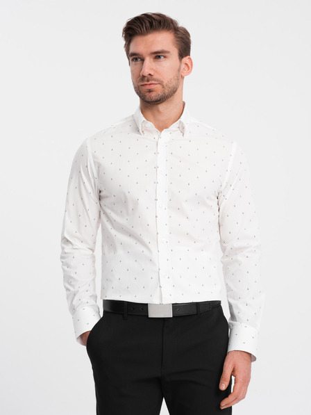 Ombre Clothing Fehér férfi mintás ing az Ombre Clothing által