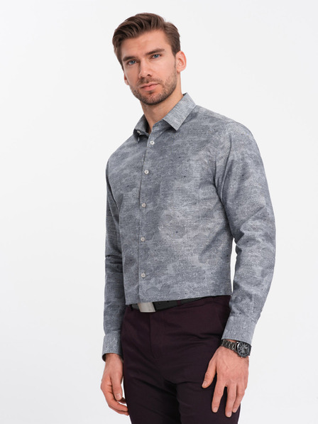 Ombre Clothing Szürke férfi mintás ing Ombre Clothing