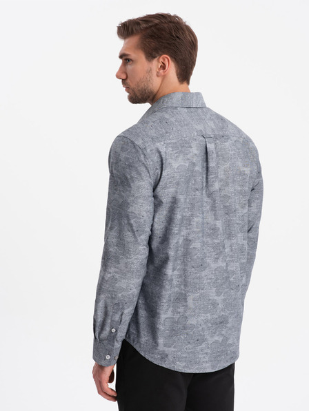 Ombre Clothing Szürke férfi mintás ing Ombre Clothing