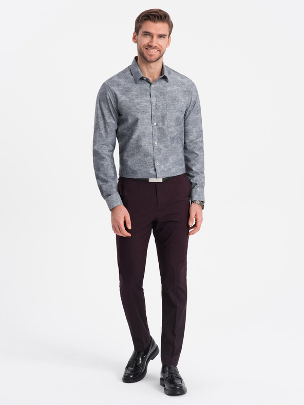 Ombre Clothing Szürke férfi mintás ing Ombre Clothing