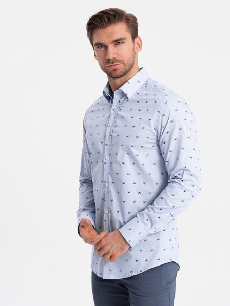 Ombre Clothing Világoskék férfi mintás póló Ombre ruházat