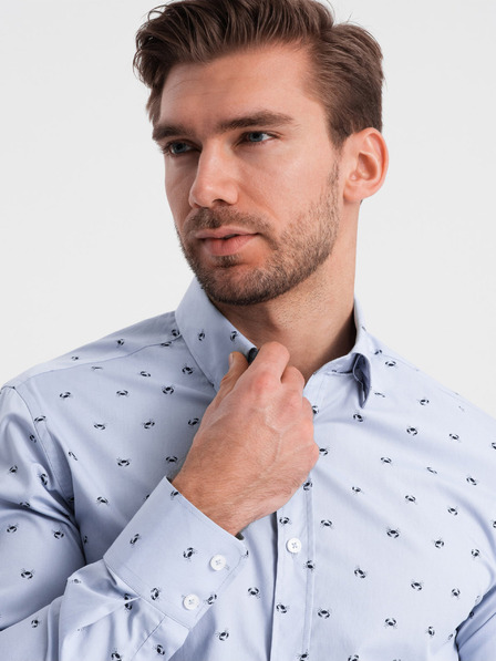 Ombre Clothing Világoskék férfi mintás póló Ombre ruházat