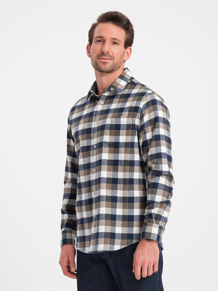 Ombre Clothing Barna és kék férfi kockás flanel ing Ombre Clothing által Ombre Clothing