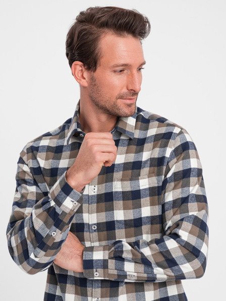Ombre Clothing Barna és kék férfi kockás flanel ing Ombre Clothing által Ombre Clothing