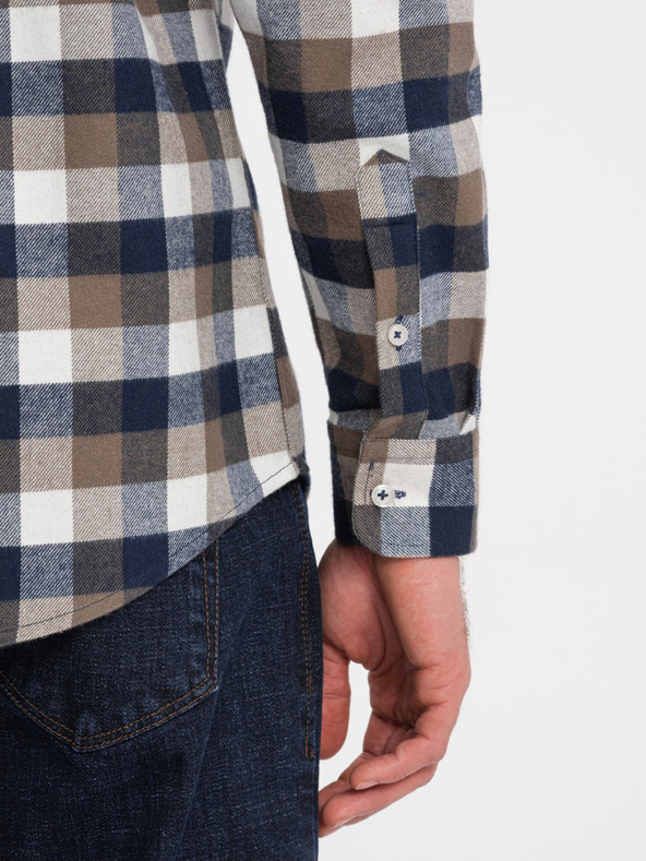 Ombre Clothing Barna és kék férfi kockás flanel ing Ombre Clothing által Ombre Clothing