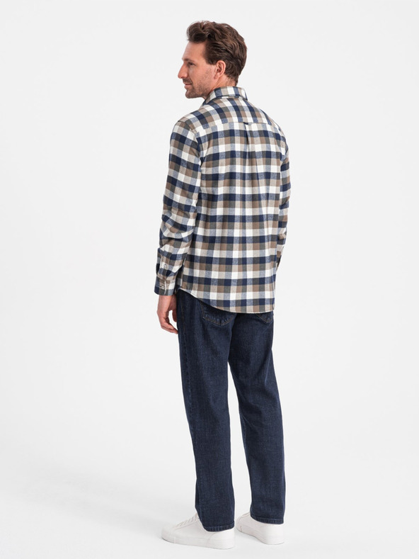 Ombre Clothing Barna és kék férfi kockás flanel ing Ombre Clothing által Ombre Clothing