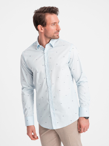 Ombre Clothing Világoskék férfi mintás póló Ombre ruházat